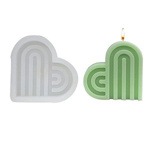 Molde de Silicone para Vela Concreto Resina Coração Amor