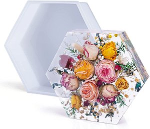 Molde de Silicone Hexágono para Eternização Resina Artesanato 20cm