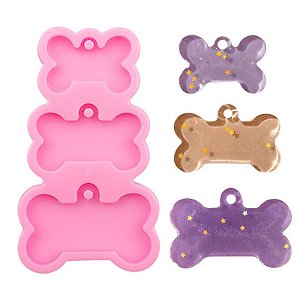 Forma Molde Silicone Artesanato Chaveiro Ossinho Osso Triplo