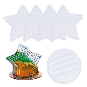 Molde de Silicone Porta Copos Caneca Suporte para Resina Estrela M05