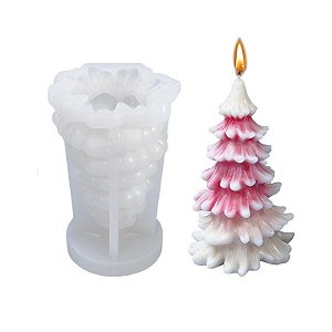 Molde de Silicone para Vela Artesanal Natal Pinheiro Árvore 10cm