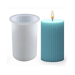 Molde de Silicone Vela Cilíndrica Vertical Linha Listras 8,7cm