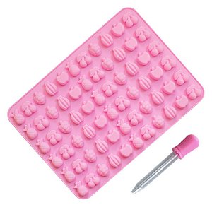 Molde de Silicone Bala de Gelatina Fruta Frutinhas com Conta Gotas