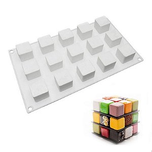 Molde de Silicone Cubo Sabonete Artesanal Resina Chocolate S29