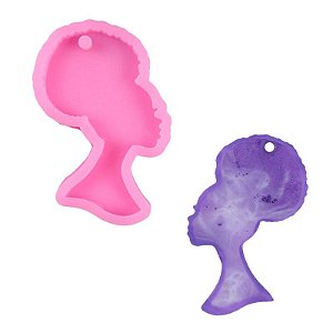 Molde de Silicone Chaveiro Resina Mulher Afro Negra Artesanato