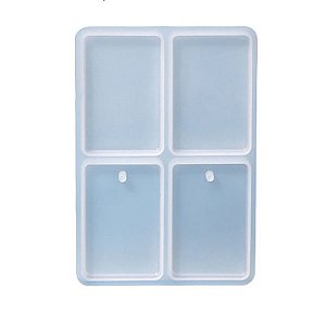 Molde de Silicone para Chaveiro Resina Artesanato Retangular 4,1x2,7