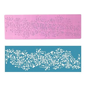 Molde Tapete Silicone Renda De Açucar Bolos Flor Folha R57