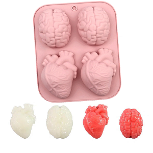 Molde de Silicone Cérebro Coração Realista Halloween