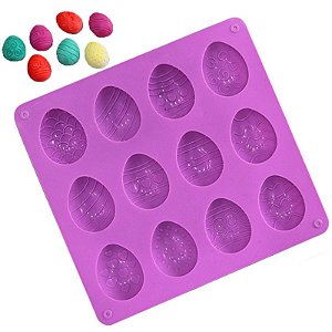 Forma Molde de Silicone Mini Ovo Ovinhos Páscoa Chocolate 12 Cavidades