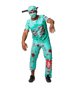 Fantasia Cirurgião Zumbi Masculina Adulto - Halloween - Tamanho GG