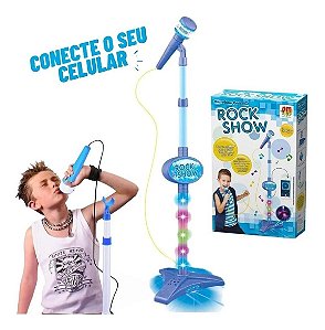 Microfone Infantil Brinquedo para Criança com Pedestal e conexão Mp3 para  Menina - Cor Rosa - Glumi