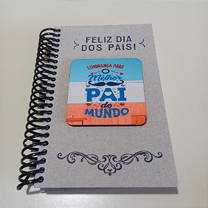 Mini Caderneta Rústica Feliz Dia dos Pais e Tag Quadrado