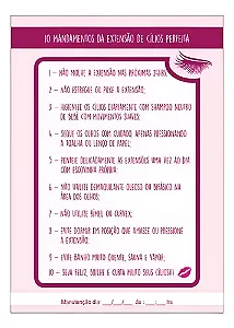 Bloco de cuidados alogamento de cílios Premium - 100 folhas