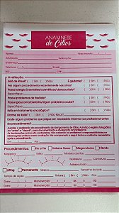 Bloco Anamnese alongamento de cílios - 100 folhas