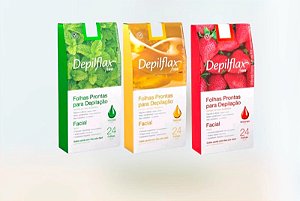 Depilflax - Folhas Prontas P/ Depilação Corporal - Morango/Hortelã - cx 20 folhas