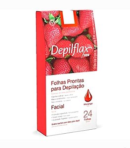 Depilflax - Folhas Prontas P/ Depilação Facial - Morango/Hortelã - cx 24 folhas