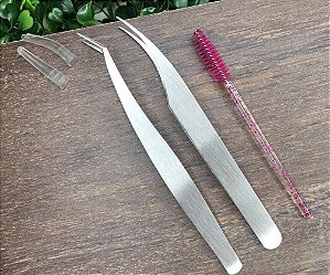 Pinça para extensão de cílios metal - curva e curva L
