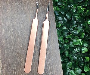 Pinça Rose Gold Curva - Ponta Fina