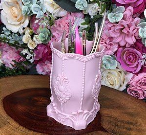 Porta Pincel/Pinças Trabalhado na cor Rose