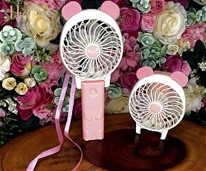 Ventilador Dobrável Urso Rosa/Azul Portátil