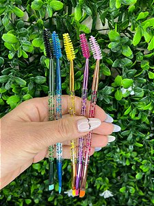 Pincel duplo escova - chanfrado - glitter colorido