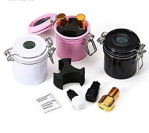 Porta cola com higrômetro - pote hermético rosa