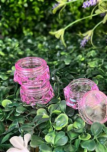Potinho acrílico com tampa - rosa / transparente