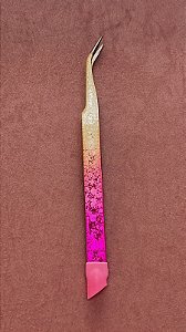 Pinça pink-dourada brilhante - semi curva