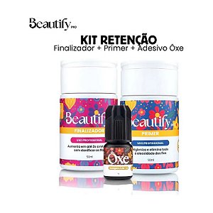 Kit Retenção de Cílios Beautify Pro - Oxe (Primer Oxe + Cola Oxe + Finalizador Oxe)