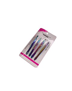 Kit 4 pinças de sobrancelha - furta-cor