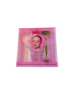Kit escova de limpeza facial e rolo massageador