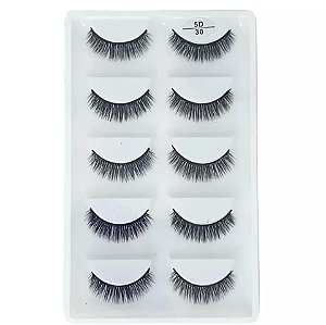 Cílios Postiço Estilo Boneca Arredondado - 5 pares