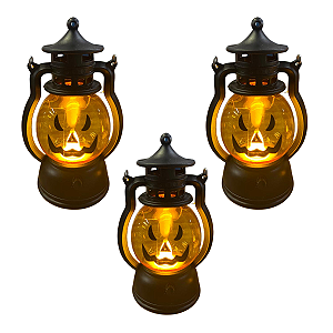 Lanterna Mini  Lampião de Led de Abóbora Decoração Halloween