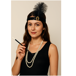 Kit Fantasia Melindrosa Luxo 3 Peças Carnaval Dança Cabaré