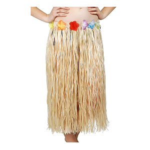 Saia Havaiana Cor Palha Baile Havai Lual Festa Carnaval 80cm