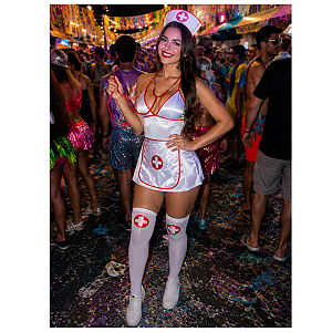 Meia Fina 5/8 Médica Doutora Enfermeira Fantasia Festas