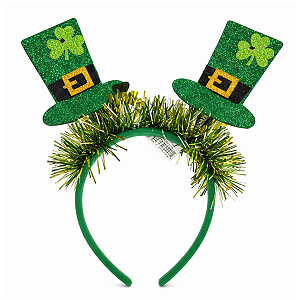 Tiara Fantasia Cartola Verde Trevo Glitter Saint Patrick