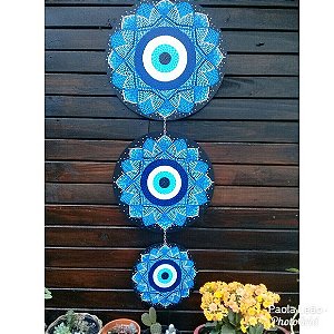 Trio Mandala Olho Grego 20cm, 30cm, 35cm Pintada à Mão