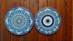 Dupla De Mandalas 20cm Energia Espiritual + Olho Grego