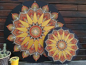 Dupla de Mandalas da Abundância Financeira 60 cm e 35cm