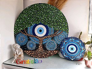 Dupla Mandala Arvore da Vida 60 Cm+olho Grego 20cm