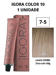 Coloração Igora Color 10 7-5 Louro Médio Dourado 60g