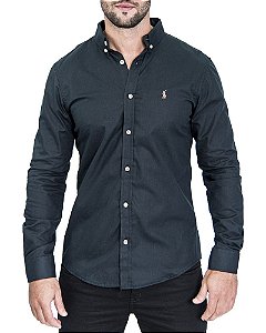 Camisa Ralph Lauren Social masculina Custom Fit Blackout