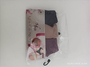 Kit 3 Calcinhas Fio Dental Maitê Pietra (Chocolate, Preto e Lilas)