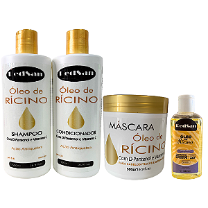 Kit Crescimento Shampoo+Condicionador 500ml + Máscara 500g + Óleo de Rícino 60ml