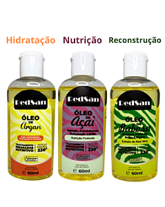 Cronograma Capilar - Kit com 3 óleos - ARGAN - AÇAI - BABOSA - 60ml