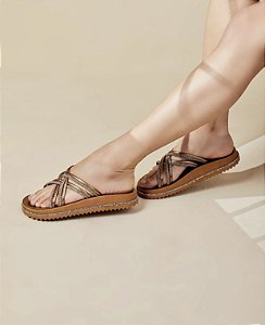 PAPETE  COM TIRAS EM STRASS ZAD BRONZE