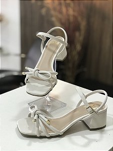 SANDÁLIA FEMININA SALTO BLOCO LOREN OFF WHITE