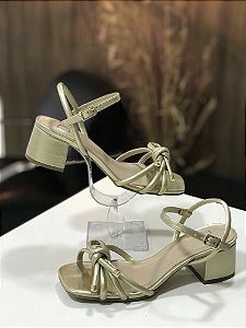 SANDÁLIA FEMININA SALTO BLOCO LOREN LIGHT GOLD