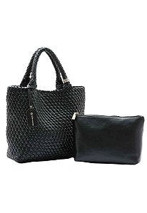 BOLSA FEMININA TRESSÊ ELEGANTE PRETA + NECESSAIRE